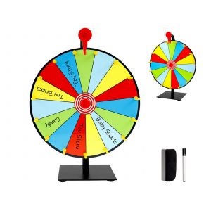 Roue de la fortune de table &agrave; 15 cases avec support et accessoires - Neuf