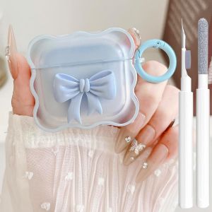 LORANKA-Coque transparente mignonne pour AirPods 4 avec n?ud 3D f&eacute;minin en TPU souple r&eacute;sistant aux chocs pour Apple iPod 4e g&eacute;n&eacute;ration avec kit de nettoyage et porte-cl&eacute;s pour filles et femmes (bleu - Neuf