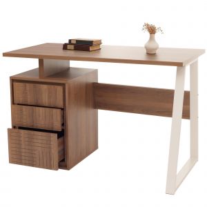 Bureau HWC-O32, table d'ordinateur, table de travail, tiroir, bois m&eacute;lamin&eacute;, 77x118x58cmbrun - Neuf