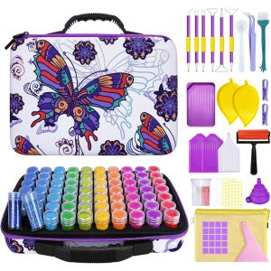 Mevronisshop-Bo&icirc;te De Rangement Pour Diamond Painting - 70 Emplacements Avec Outils Et Entonnoir - Kit Complet Pour Broderie Diamant - Neuf
