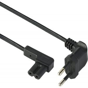 KALANKA-95511 Câble d'alimentation Audio, vidéo, Radio, Sonos Play coudé Fiche Euro vers Prise Double Femelle Type C7 1.8 mètres Noir - Neuf