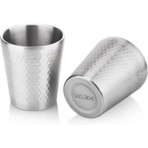 Eryi-2 Pcs Gobelet En Acier Inoxydable, 300 Ml Tasse Inox Antidérapant, Tasse Camping Sans Poignée, Mug Métal À Empilées Double Couche Isolées, Tasses À Boire Réutilisables Pour Bière, Jus, Eau - Neuf