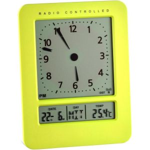 num&eacute;rique Radio-r&eacute;veil TFA 60.2530.10 avec Le Temps Radio tr&egrave;s pr&eacute;cis, Double Alarme et Affichage de la temp&eacute;rature, Vert - Neuf