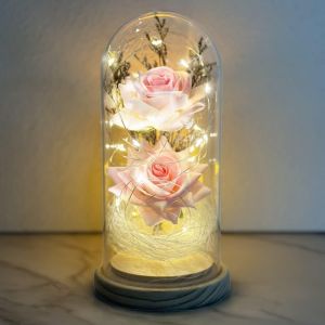 Valentine's Day Eternal Rose Under Bell,Beauty and the Beast Rose,Eternal Rose Glass Dome with LED Light and Base,Wedding Home Decor,Unique Gift for Mom,Wife,Mother,Granny,Friend.[S190] - Neuf