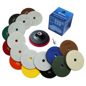 VornixorSarlshopLot de 11 Disques &agrave; Polir le Diamant 5 Pouces (125mm) M14 pour B&eacute;ton, Granit, Marbre, Pierre - Grains 50-10000# pour Polisseuse et Perceuse - Neuf