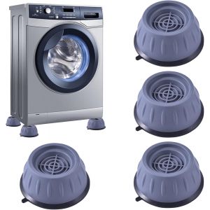 Lot de 4 patins anti-vibrations pour lave-linge, amortisseurs pour lave-linge, s¿¿che-linge, meubles, r¿¿frig¿¿rateur, gris - Neuf