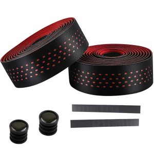 Bande Guidon Vélo,Bandes De Guidon Eva Avec Bouchons D'extrémité,Pièces De Vélo Pour Vélo De Course,Vélo De Cyclisme,Vtt,Léger,Antidérapant,Confortable,Bande De Guidon De Vélo (Noir/Rouge) - Neuf