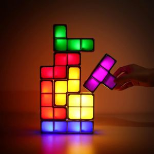 Eryi-Lampe Led Empilable - 7 Couleurs - Verrouillage Par Induction - Lampe De Bureau 3d - Blocs Magiques - Puzzle - Jouet Pour Enfants Et Adolescents - Chambre À Coucher - Décoration D'intérieur - Neuf