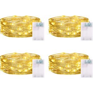 TRAHOO-2M 20LED Guirlande Lumineuse, Fil Cuivre Guirlande Lumineuse &agrave; Piles avec Minuterie Interieur Ext&eacute;rieur D&eacute;coration Lumi&egrave;re pour Chambre No&euml;l Mariage Anniversaire Soir&eacute;e - Neuf