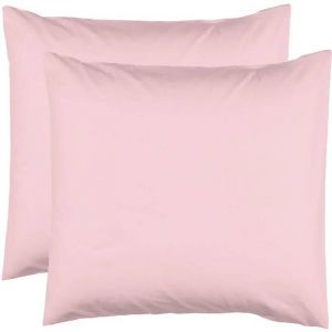 2 Taies D'oreiller 63 X 63 Cm - Rose Poudr&eacute; - Neuf