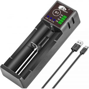 Chargeur de Piles, 2A Rapide Universel Chargeur de Batterie pour 1.2V Ni-MH/Ni-CD AA AAA C et 3.7V Li-ION Chargeur Piles Rechargeable 18500 14500 16340 17500 20700 26650 - Neuf