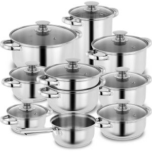 Subzonal-Kopf Janina Batterie De Cuisine En Acier Inoxydable Pour Induction Avec Graduation Int&eacute;rieure Et Set De Cuisson 19 Pi&egrave;ces - Neuf