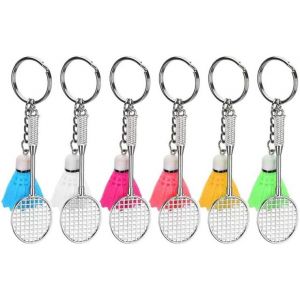 Kal-Lot De 6 Porte-Clés De Badminton, Mini Raquette Et Pendentif Ballon, Porte-Clés Volant, Badminton, Porte-Clés Multicolore, Cadeau, Blanc, Jaune, Vert, Rose, Bleu, Rose, Etwa 2,5 X 3,6 Cm - Neuf