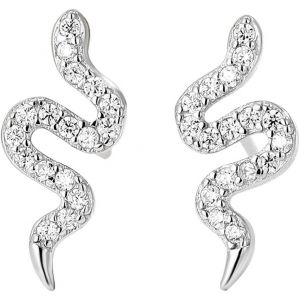 Kalhx-Fantaisie Boucles D'oreilles Serpent Pour Femme Filles,Clou D'oreilles En Argent 925,Boucle D'oreilles Piercing,Puce D'oreilles Argent Avec Zircone,Cadeau Noël Valentin Anniversaire De Maman - Neuf