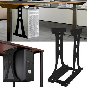 acdsgd-Support Pc, Acier Inoxydable Support Pc sous Le Bureau SupportPc Noir sous La Table Supports Mural en Forme De U Largeur R&eacute;Glable 15-25 Cm Hauteur 47 Cm Jusqu'&agrave; 30 Kg pour La Plupart des H&ocirc;Tes - Neuf