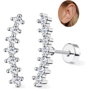 Kal-2pcs Piercing Oreille Boucles D'oreilles Femme Acier Inoxydable Piercing Helix Filetage Interne Piercing Tragus Cartilage 16g Hypoallerg&eacute;nique Piercing Conch Tragus Helix Piercing Or Argent - Neuf