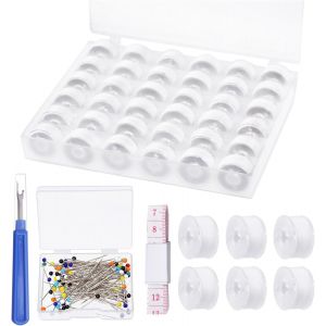 Chenquansarl-Kit De 138 Bobines De Fil À Coudre Blanc Avec Étui À Canette, Épingles À Coudre, Ruban À Mesurer Et Découseur, Ensemble De Fils En Polyester Pour Machine À Coudre À La Main - Neuf