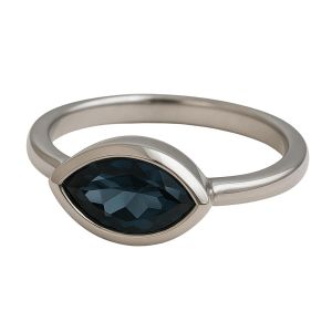 Yemaesre-Bague En Argent Sterling Avec Topaze Bleue De Londres Taille Marqu - Pierre Précieuse Élégante Et Intense - Bijou Fin Et Contemporain Pour Femme (Us Size 9 / Diameter 19 / Eu 59) - Neuf