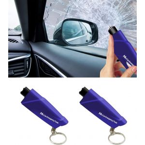 KALANKA-Brise Vitre Coupe Ceinture, Marteau de Sauvetage et coupeur de Ceinture de sécurité, Porte-clés Outil de Sauvetage, 2 pièces - Neuf