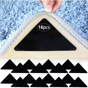 16 tapis triangulaires antid&eacute;rapants (15 &times; 11 &times; 0,2 cm), coins anti-enroulement, lavables et r&eacute;utilisables, adh&eacute;sif antid&eacute;rapant pour tous les sols lisses - Neuf