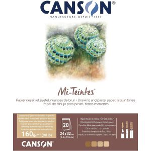 KALANKA-CANSON Mi-Teintes - Bloc 20 feuilles de papier dessin 24x32 - 160g/m² - Nuances de marron - Neuf