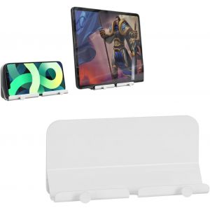 Mdy-Support De Téléphone Portable Mural, Support De Téléphone De Salle De Bain En Abs Sans Perçage, Supports Muraux Autocollants Pour Téléphone Portable Pour Chambre, Cuisine, Bureau, Blanc - Neuf