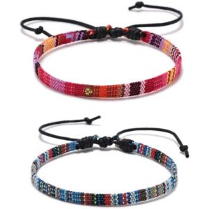 Bracelet Cheville Femme De Cheville Surfeur 2 Pièces Bracelet De Surfeur Bracelet Ethnique Étanche Réglable Bracelets Tressés Faits À La Main Unisexe(B) - Neuf