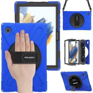Coque Pour Samsung Galaxy Tab A9 8.7 Pouces 2023, Étui De Robuste Avec Film Protection, Support Rotatif À 360°Et Dragonne, Bandoulière, Résistant Housse Pour Sm-X110/Sm-X115/Sm-X117, Noir - Neuf
