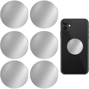 Support de t&eacute;l&eacute;phone magn&eacute;tique Plaque Auto - adh&eacute;sive - 6 pi&egrave;ces Support de t&eacute;l&eacute;phone Portable Plaque m&eacute;tallique Aimant de Voiture, Rond Remplacement m&eacute;tal Plaque d'acier Ruban adh&eacute;sif - Neuf