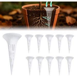 Ulteronixshop-Lot de 10 tubes &agrave; racines de plantes pour a&eacute;ration du sol, pr&eacute;vention de l'arrosage excessif, avec pointes d'a&eacute;ration, barres d'a&eacute;ration pour l&eacute;gumes, jardin, 12,4 cm (10, 12,4 cm) - Neuf