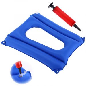 Coussin gonflable carré respirant et confortable (bleu) pour siège de toilette, bureau, école, fauteuil roulant, soulagement de la pression post-partum - Neuf