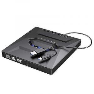 Graveur de CD DVD externe Graveur de CD et lecteur de DVD Type C / USB3.0 Lecteur de CD DVD externe pour PC portable Windows 11/10/8/7 - Neuf
