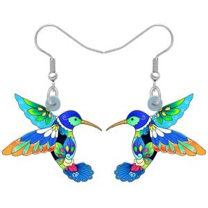 Kal-Boucles D'oreilles Colibri Volant En Acrylique Charms Printemps Et&eacute; Bijoux Oiseaux Colibri Cadeaux Pour Femme Fille - Neuf