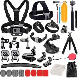 Kit d'accessoires pour caméra d'action GoPro Hero 11 10 9 8 Max 7 6 5 4 Noir GoPro Session Fusion Silver White Insta360 DJI SJCAM APEMAN AKASO et Autres appareils Photo (28 en 1) - Neuf
