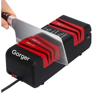 SUBZONAL-Aiguiseur de Couteaux Electrique, Chef Choice, Eguiseur de Couteau Professionnel, Rev&ecirc;tement Diamant, Base Antid&eacute;rapante, 3 en 1 Aiguiseur pour Couteaux de Cuisine, Ciseaux, Tournevis (Noir) - Neuf