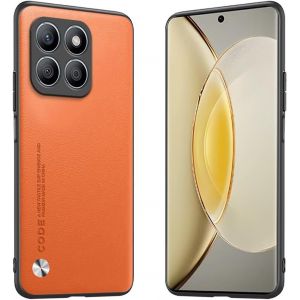 Kal-&Eacute;tui Adapt&eacute; &Agrave; Honor X8c (6.7""), Housse Coque En Cuir M&eacute;tallique De La S&eacute;rie Code - Orange - Neuf