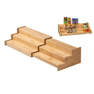&Eacute;tag&egrave;re &Agrave; &Eacute;pices Extensible &Agrave; 3 Niveaux En Bambou Pour Placard Et Plan De Travail De Cuisine - Neuf
