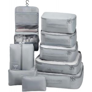 Bhhbb-Organisateur De Voyage Cube De Voyage Sacs De Rangement 9 Set Système De Cube Voyage Ensemble Complet De Différents Sacs Set Voyage (Clair Gris-9pc) - Neuf