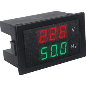 Voltm&egrave;tre Num&eacute;rique Fr&eacute;quencem&egrave;tre AC80-300V Compteur de Fr&eacute;quence 45-65Hz LED Double Affichage Volt Hertz Tension - Neuf