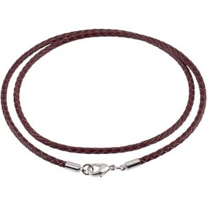 Kal-Collier En Cuir V&eacute;ritable Imperm&eacute;able De 10mm Rond Tress&eacute; Marron Avec Fermoir Mousqueton En Cuivre 3cm Pour Homme Et Femme Fabrication De Bijoux Diy - Neuf