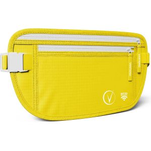 CAUC-Sac Banane Femme Ultra Fin avec Protection RFID, Antivol Banane Homme avec Sangle R&eacute;glable, Ceinture Course &agrave; Pied L&eacute;g&egrave;re pour Voyage et Sport, Pochette Secr&egrave;te pour Telephone et Passeport - Neuf