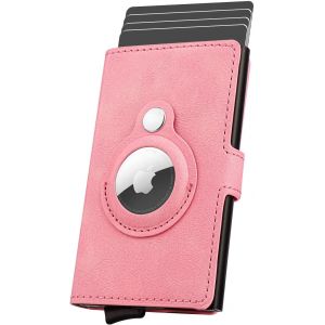 KALANKA-Porte-Cartes de crédit AirTag Wallet pour Hommes, Porte-Cartes en Cuir RFID bloquant Le boîtier de Carte bancaire en métal Pop Up (Rose) - Neuf