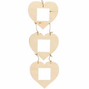 meimie-Cadres Photos En Bois Forme Coeur - Lot De 4,Fournitures Artistiques En Bois Naturel Pour Enfants (Fc424) - Neuf