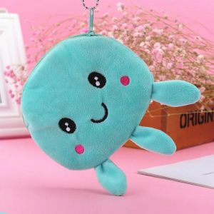 QCYL-Porte-monnaie en peluche mignon panda animal porte-monnaie fermeture éclair porte-monnaie USB filaire casque mini sac clé sac cadeau d'anniversaire pour enfants,Green A - Neuf