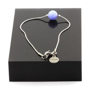 Bracelet En Acier Inoxydable 1 Perle Agate Crazy Lace Bleu 8 Mm. Fabriqu&eacute; En France. - Neuf