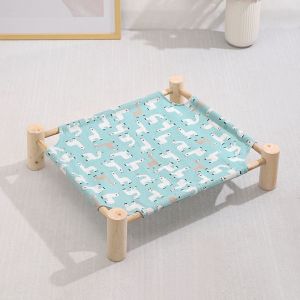 1 Ensemble (Alpaga) Lit Pour Animal De Compagnie En Toile De Bois Massif Lit Pour Chien Lit Pour Chat Hamac Quadrangulaire Pour Animal De Compagnie Lit En Bois Lavable Détachable - Neuf