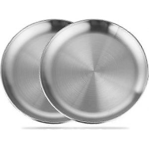 Plaque Ronde En Acier Inoxydable De 7,9 Pouces,Plaques De Camping En Métal,Plaques En Acier Inoxydable,Réutilisable En Métal D - Neuf