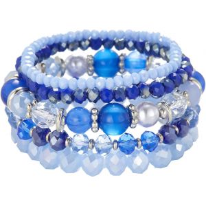 KAL-Bracelet Boheme En Perles Pour Femme Bracelet De Perle Cristaux Elastique Multicouches Bijoux Fantaisie Cadeau Pour Femme - Neuf