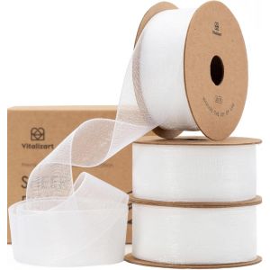 Ruban En Organza Blanc,2,5 Cm X 27,4 M (3 Rouleaux*9,1 M),Ruban Cadeau Large En Tissu Pour Artisanat,Emballage Cadeau,Arbre De Noël,N?uds,Invitations De Mariage - Neuf