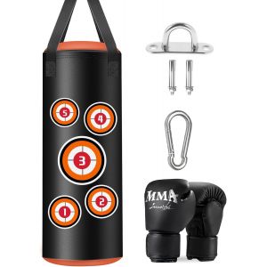 Set De Sacs De Boxe Suspendus, Sac De Boxe Pour Enfants 60 Cm, Microfibre Cuir Sac Lourd Pour L'entraînement Kickboxing Fitness Mma Grappling Muay Thai Karaté - Neuf